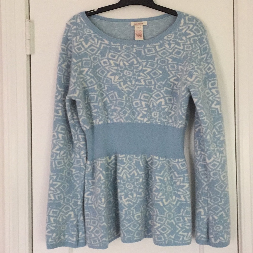 Sundance Catalog Soft Baby Blue Snowflake Sweater
